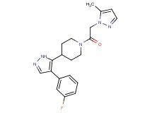 4-[4-(3-fluorophenyl)-1H-pyrazol-5-yl]-1-[(5-methyl-1H-pyrazol-1-yl)acetyl]piperidine
