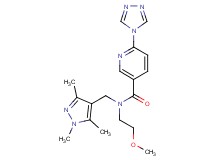 N-(2-methoxyethyl)-6-(4H-1,2,4-triazol-4-yl)-N-[(1,3,5-trimethyl-1H-pyrazol-4-yl)methyl]nicotinamide