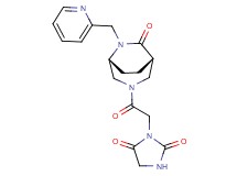 3-{2-oxo-2-[(1S*,5R*)-7-oxo-6-(2-pyridinylmethyl)-3,6-diazabicyclo[3.2.2]non-3-yl]ethyl}-2,4-imidazolidinedione
