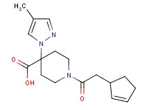 1-(cyclopent-2-en-1-ylacetyl)-4-(4-methyl-1H-pyrazol-1-yl)piperidine-4-carboxylic acid