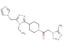 4-[4-ethyl-5-(1H-imidazol-1-ylmethyl)-4H-1,2,4-triazol-3-yl]-1-[(5-methyl-1H-tetrazol-1-yl)acetyl]piperidine