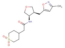 2-(1,1-dioxidotetrahydro-2H-thiopyran-4-yl)-N-{(3R*,4S*)-4-[(3-methylisoxazol-5-yl)methyl]tetrahydrofuran-3-yl}acetamide