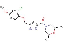 (2R*,6S*)-4-({5-[(2-chloro-4-methoxyphenoxy)methyl]-1H-pyrazol-3-yl}carbonyl)-2,6-dimethylmorpholine