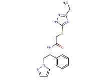 2-[(3-ethyl-1H-1,2,4-triazol-5-yl)thio]-N-[1-phenyl-2-(1H-pyrazol-1-yl)ethyl]acetamide