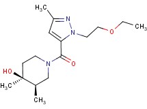 (3R*,4S*)-1-{[1-(2-ethoxyethyl)-3-methyl-1H-pyrazol-5-yl]carbonyl}-3,4-dimethylpiperidin-4-ol