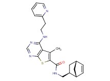 N-[(1R*,2S*,4R*)-bicyclo[2.2.1]hept-5-en-2-ylmethyl]-5-methyl-4-{[2-(2-pyridinyl)ethyl]amino}thieno[2,3-d]pyrimidine-6-carboxamide