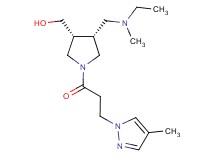 {(3R*,4R*)-4-{[ethyl(methyl)amino]methyl}-1-[3-(4-methyl-1H-pyrazol-1-yl)propanoyl]-3-pyrrolidinyl}methanol