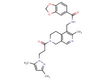 N-({7-[3-(3,5-dimethyl-1H-pyrazol-1-yl)propanoyl]-3-methyl-5,6,7,8-tetrahydro-2,7-naphthyridin-4-yl}methyl)-1,3-benzodioxole-5-carboxamide