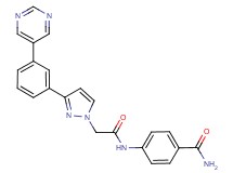 4-[({3-[3-(5-pyrimidinyl)phenyl]-1H-pyrazol-1-yl}acetyl)amino]benzamide