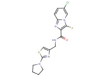 6-chloro-3-fluoro-N-[(2-pyrrolidin-1-yl-1,3-thiazol-4-yl)methyl]imidazo[1,2-a]pyridine-2-carboxamide