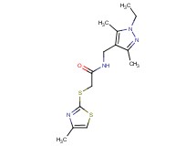 N-[(1-ethyl-3,5-dimethyl-1H-pyrazol-4-yl)methyl]-2-[(4-methyl-1,3-thiazol-2-yl)thio]acetamide