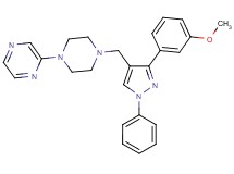 2-(4-{[3-(3-methoxyphenyl)-1-phenyl-1H-pyrazol-4-yl]methyl}-1-piperazinyl)pyrazine