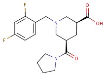 (3S*,5R*)-1-(2,4-difluorobenzyl)-5-(1-pyrrolidinylcarbonyl)-3-piperidinecarboxylic acid