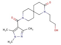 2-(3-hydroxypropyl)-9-[(1,3,5-trimethyl-1H-pyrazol-4-yl)carbonyl]-2,9-diazaspiro[5.5]undecan-3-one