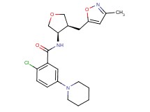 2-chloro-N-{(3R*,4S*)-4-[(3-methylisoxazol-5-yl)methyl]tetrahydrofuran-3-yl}-5-piperidin-1-ylbenzamide