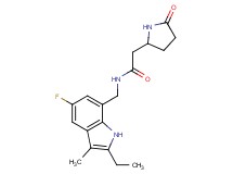 N-[(2-ethyl-5-fluoro-3-methyl-1H-indol-7-yl)methyl]-2-(5-oxopyrrolidin-2-yl)acetamide