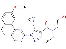 5-cyclopropyl-N-ethyl-N-(2-hydroxyethyl)-1-(9-methoxy-5,6-dihydrobenzo[h]quinazolin-2-yl)-1H-pyrazole-4-carboxamide