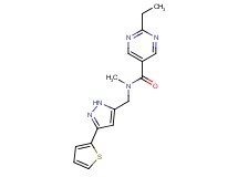 2-ethyl-N-methyl-N-{[3-(2-thienyl)-1H-pyrazol-5-yl]methyl}-5-pyrimidinecarboxamide