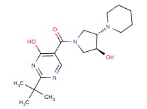 2-tert-butyl-5-{[(3S*,4S*)-3-hydroxy-4-piperidin-1-ylpyrrolidin-1-yl]carbonyl}pyrimidin-4-ol