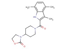 3-{1-[(3,4,7-trimethyl-1H-indol-2-yl)carbonyl]-4-piperidinyl}-1,3-oxazolidin-2-one