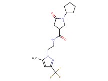 1-cyclopentyl-N-{2-[5-methyl-3-(trifluoromethyl)-1H-pyrazol-1-yl]ethyl}-5-oxo-3-pyrrolidinecarboxamide