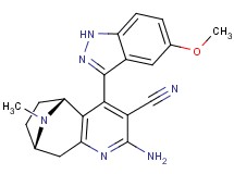 (5R*,8S*)-2-amino-4-(5-methoxy-1H-indazol-3-yl)-10-methyl-6,7,8,9-tetrahydro-5H-5,8-epiminocyclohepta[b]pyridine-3-carbonitrile