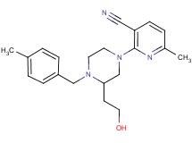 2-[3-(2-hydroxyethyl)-4-(4-methylbenzyl)-1-piperazinyl]-6-methylnicotinonitrile