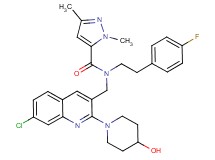 N-{[7-chloro-2-(4-hydroxy-1-piperidinyl)-3-quinolinyl]methyl}-N-[2-(4-fluorophenyl)ethyl]-1,3-dimethyl-1H-pyrazole-5-carboxamide