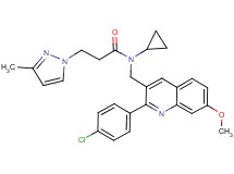 N-{[2-(4-chlorophenyl)-7-methoxy-3-quinolinyl]methyl}-N-cyclopropyl-3-(3-methyl-1H-pyrazol-1-yl)propanamide