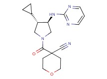 4-{[(3S*,4R*)-3-cyclopropyl-4-(2-pyrimidinylamino)-1-pyrrolidinyl]carbonyl}tetrahydro-2H-pyran-4-carbonitrile