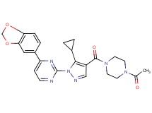 2-{4-[(4-acetyl-1-piperazinyl)carbonyl]-5-cyclopropyl-1H-pyrazol-1-yl}-4-(1,3-benzodioxol-5-yl)pyrimidine