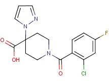1-(2-chloro-4-fluorobenzoyl)-4-(1H-pyrazol-1-yl)piperidine-4-carboxylic acid