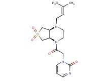 1-{2-[(4aS*,7aR*)-4-(3-methyl-2-buten-1-yl)-6,6-dioxidohexahydrothieno[3,4-b]pyrazin-1(2H)-yl]-2-oxoethyl}-2(1H)-pyrimidinone