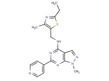 N-[(2-ethyl-4-methyl-1,3-thiazol-5-yl)methyl]-1-methyl-6-pyridin-4-yl-1H-pyrazolo[3,4-d]pyrimidin-4-amine