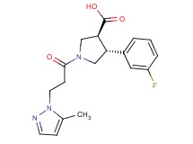 (3S*,4R*)-4-(3-fluorophenyl)-1-[3-(5-methyl-1H-pyrazol-1-yl)propanoyl]pyrrolidine-3-carboxylic acid
