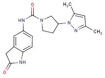 3-(3,5-dimethyl-1H-pyrazol-1-yl)-N-(2-oxo-2,3-dihydro-1H-indol-5-yl)pyrrolidine-1-carboxamide