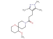 5-methoxy-9-[3-(1,3,5-trimethyl-1H-pyrazol-4-yl)propanoyl]-1-oxa-9-azaspiro[5.5]undecane