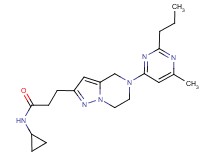 N-cyclopropyl-3-[5-(6-methyl-2-propyl-4-pyrimidinyl)-4,5,6,7-tetrahydropyrazolo[1,5-a]pyrazin-2-yl]propanamide