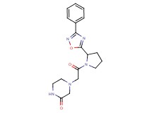 4-{2-oxo-2-[2-(3-phenyl-1,2,4-oxadiazol-5-yl)-1-pyrrolidinyl]ethyl}-2-piperazinone