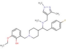 2-({4-[1-[[(1,3-dimethyl-1H-pyrazol-4-yl)methyl](methyl)amino]-2-(4-fluorophenyl)ethyl]-1-piperidinyl}methyl)-6-ethoxyphenol