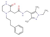 N-[(1-ethyl-3,5-dimethyl-1H-pyrazol-4-yl)methyl]-2-[3-oxo-1-(3-phenylpropyl)-2-piperazinyl]acetamide