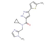 N-cyclopropyl-N-[(1-methyl-1H-imidazol-2-yl)methyl]-3-(5-methyl-2-thienyl)-1H-pyrazole-5-carboxamide