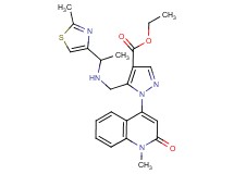 ethyl 1-(1-methyl-2-oxo-1,2-dihydro-4-quinolinyl)-5-({[1-(2-methyl-1,3-thiazol-4-yl)ethyl]amino}methyl)-1H-pyrazole-4-carboxylate