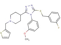 4-[5-[(3-fluorobenzyl)thio]-4-(3-methoxyphenyl)-4H-1,2,4-triazol-3-yl]-1-(2-thienylmethyl)piperidine