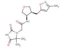 2-(5,5-dimethyl-2,4-dioxoimidazolidin-1-yl)-N-{(3R*,4S*)-4-[(3-methylisoxazol-5-yl)methyl]tetrahydrofuran-3-yl}acetamide