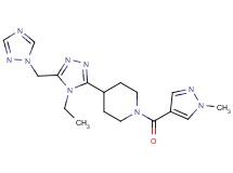 4-[4-ethyl-5-(1H-1,2,4-triazol-1-ylmethyl)-4H-1,2,4-triazol-3-yl]-1-[(1-methyl-1H-pyrazol-4-yl)carbonyl]piperidine