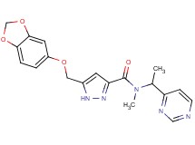 5-[(1,3-benzodioxol-5-yloxy)methyl]-N-methyl-N-[1-(4-pyrimidinyl)ethyl]-1H-pyrazole-3-carboxamide
