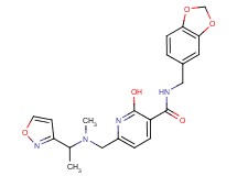 N-(1,3-benzodioxol-5-ylmethyl)-2-hydroxy-6-{[[1-(3-isoxazolyl)ethyl](methyl)amino]methyl}nicotinamide