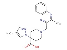 4-(4-methyl-1H-pyrazol-1-yl)-1-[(3-methylquinoxalin-2-yl)methyl]piperidine-4-carboxylic acid