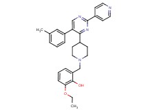 2-ethoxy-6-({4-[5-(3-methylphenyl)-2-(4-pyridinyl)-4-pyrimidinyl]-1-piperidinyl}methyl)phenol